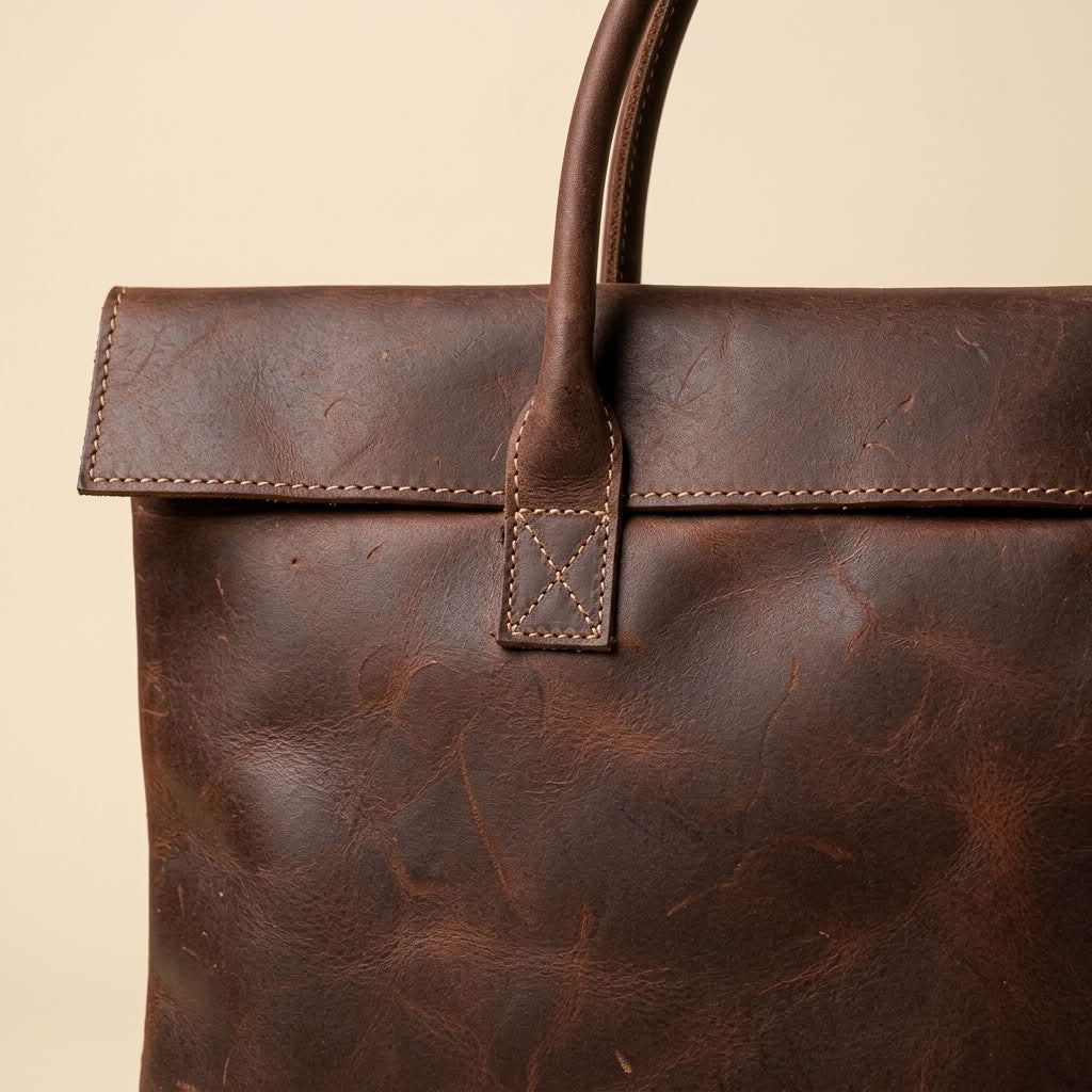 Sac à main homme en cuir Cognac – L'Épuré