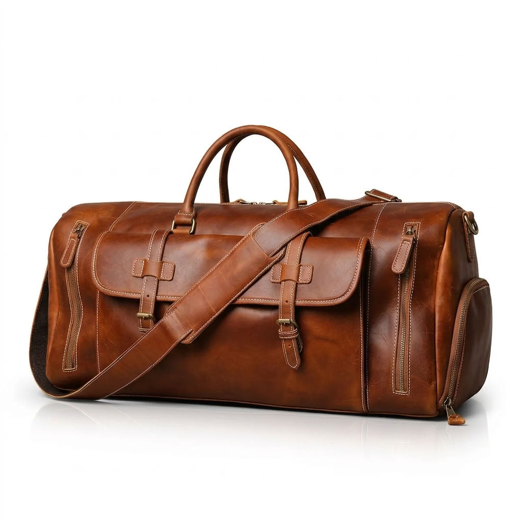 Sac Weekender VALMONT Cuir Crazy Horse Marron, vue principale