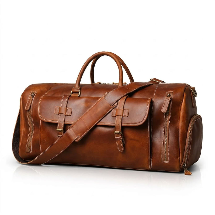 Sac Weekender VALMONT Cuir Crazy Horse Marron, vue principale