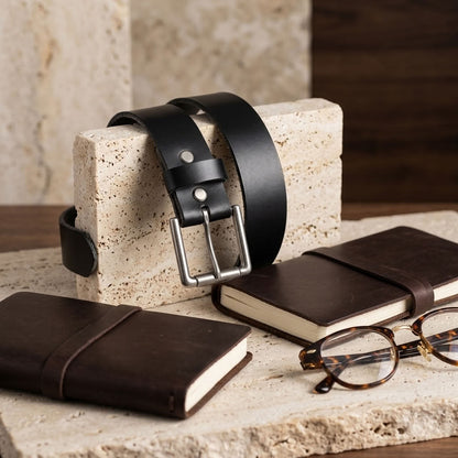 Ceinture en cuir pleine fleur noir  "Le Doyen" VALMONT