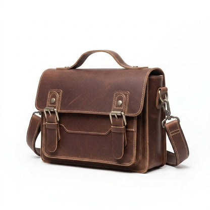 Sac Messager Rétro Cuir Crazy Horse VALMONT, vue arrière