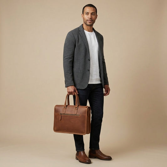 Porte-Documents en Cuir Pleine Fleur Cognac | VALMONT