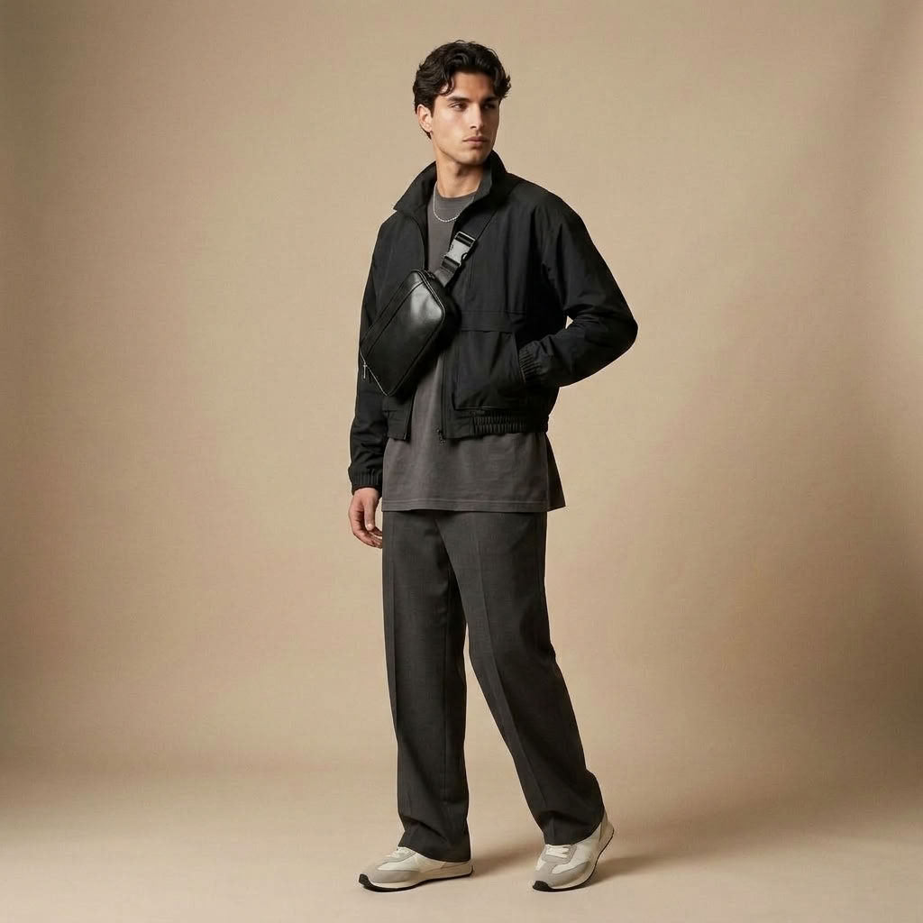 Sacoche Banane Homme en Cuir Véritable Noir "Nox" | VALMONT VALMONT