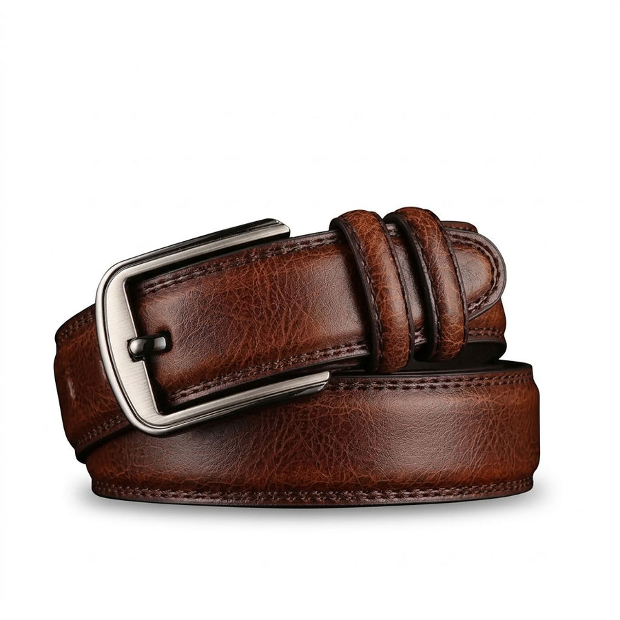 Ceinture en cuir de vachette marron "L'Officier" VALMONT