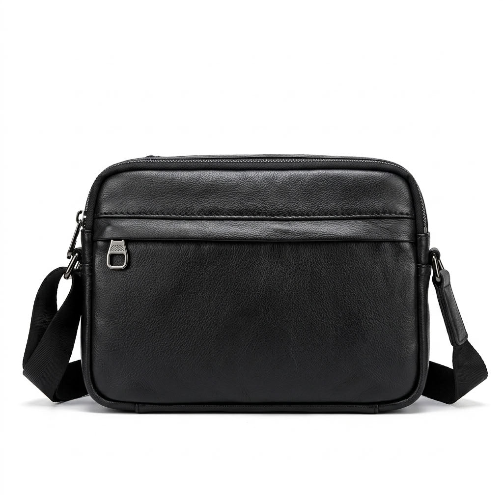Sacoche bandoulière cuir homme noir "Le Flâneur" VALMONT