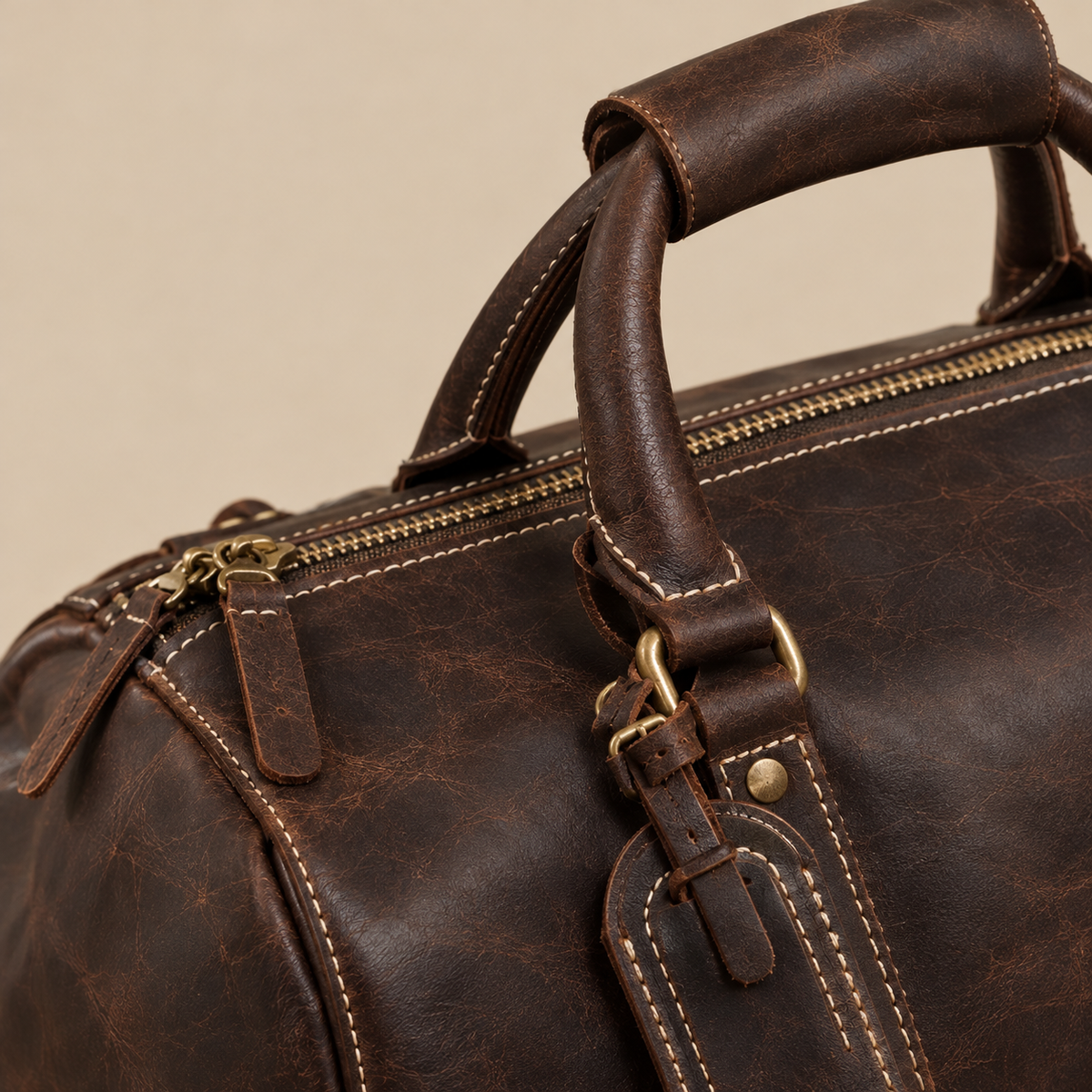 Sac Weekender VALMONT | Cuir Pleine Fleur Café VALMONT