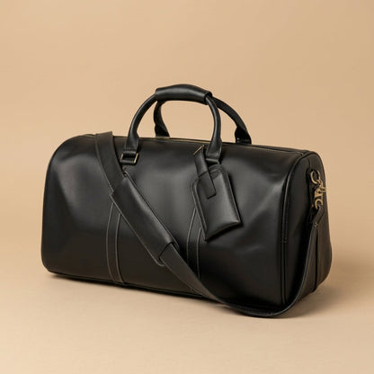 Sac Weekender Cuir Pleine Fleur Noir | VALMONT