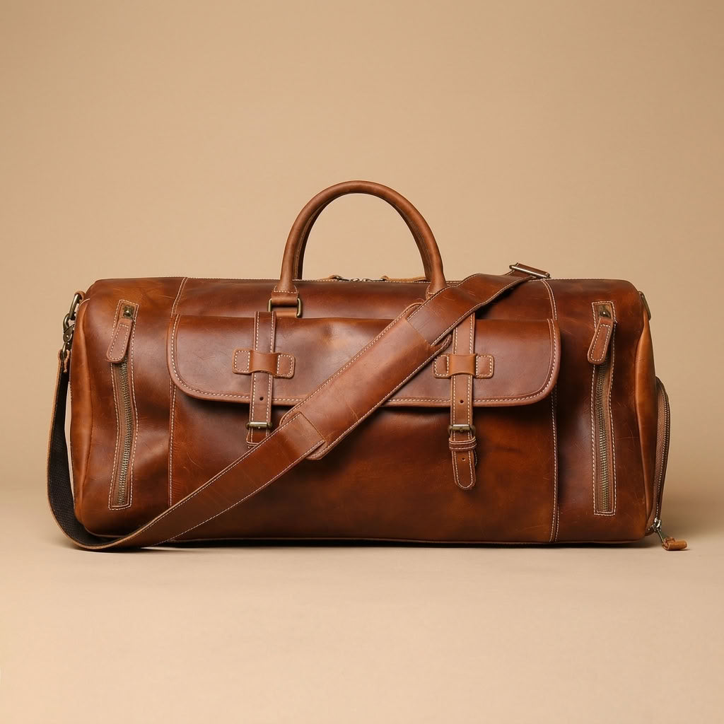 Sac Weekender Cuir Crazy Horse Marron | VALMONT VALMONT