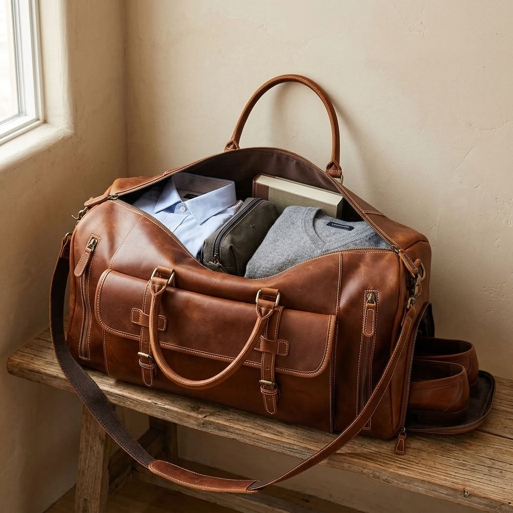 Sac Weekender Cuir Crazy Horse Marron | VALMONT VALMONT