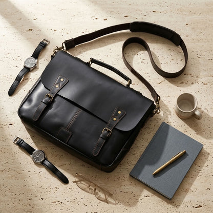 Sacoche reporter en cuir homme noir – Le Reporter VALMONT OFFICIEL