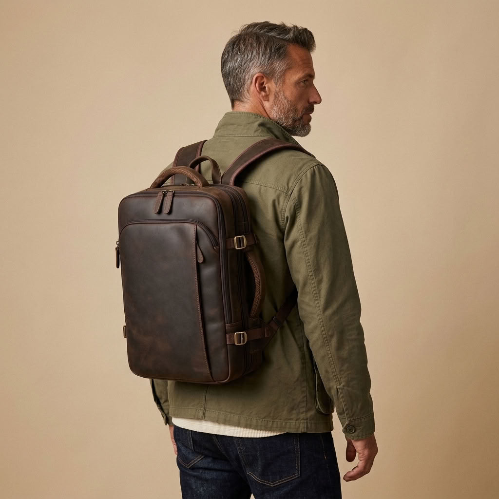 Sac à dos voyage cuir homme 15,6″ – Le Long-Courrier VALMONT