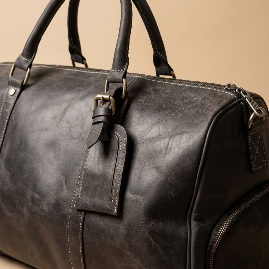 Sac Weekender Cuir Pleine Fleur Noir | VALMONT VALMONT