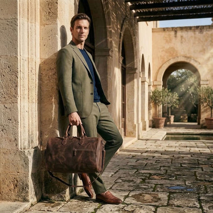 Sac de Voyage Weekend Homme en Cuir Café "Héritage" | VALMONT VALMONT