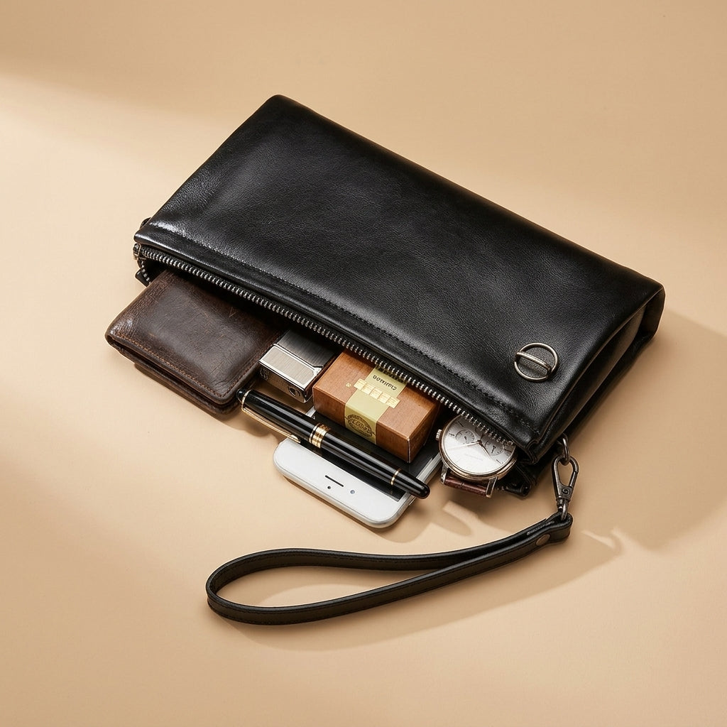 Pochette "Maîtrise" Cuir véritable homme | Valmont