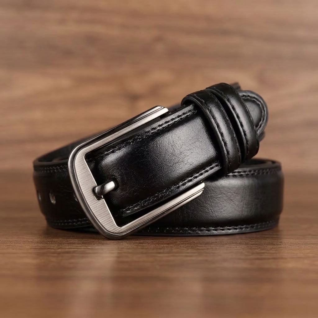 Ceinture en cuir de vachette noir "L'Officier" VALMONT