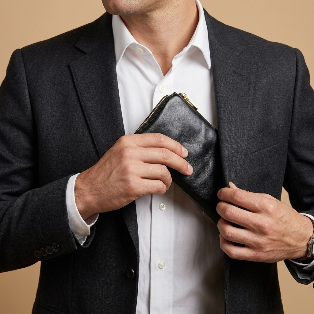 Portefeuille long cuir homme noir "Le Confident" VALMONT