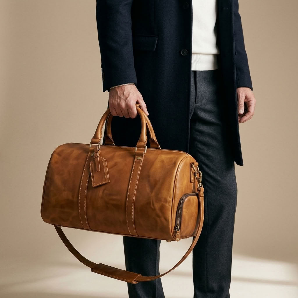Sac Weekender | Cuir Pleine Fleur Marron VALMONT