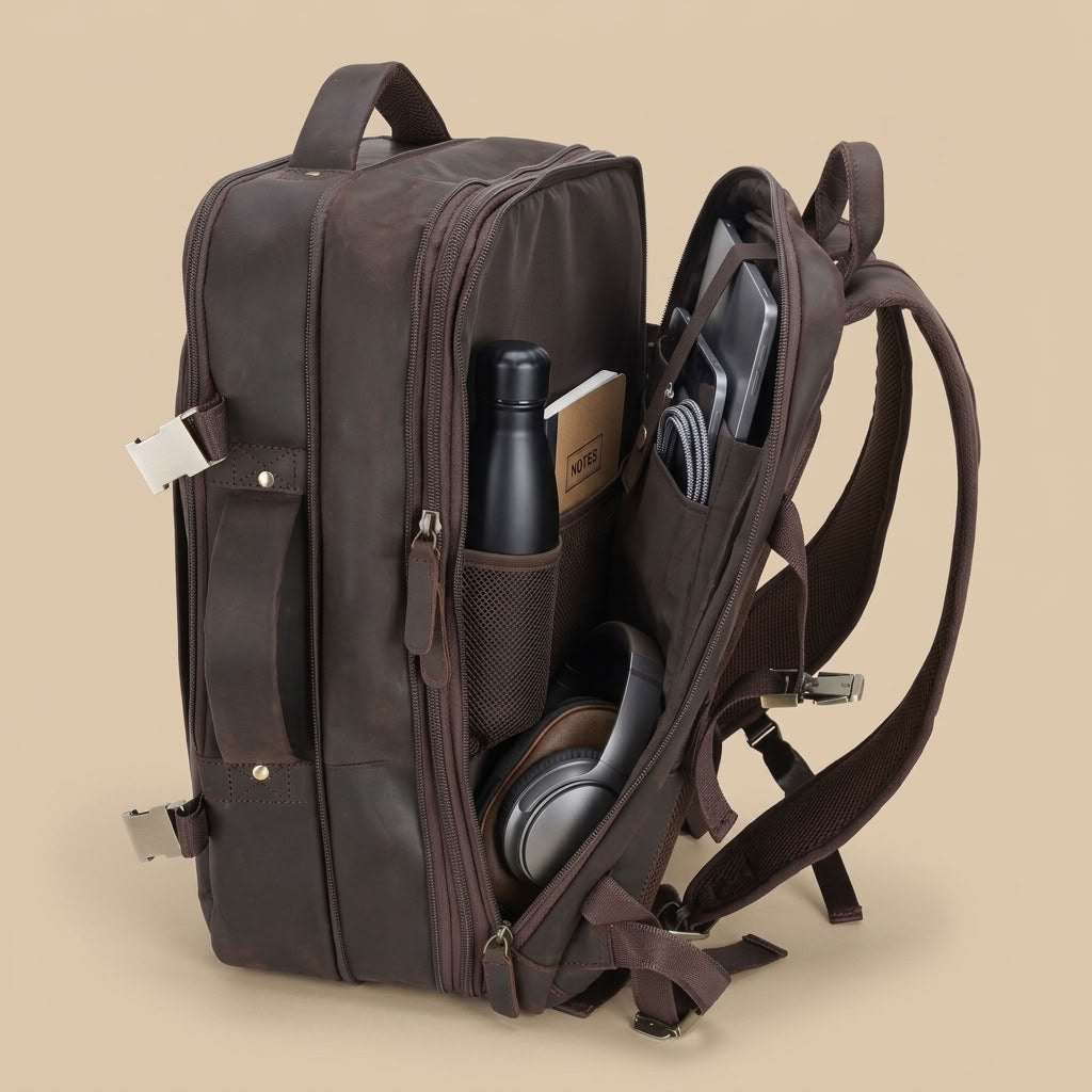 Sac à dos voyage cuir homme 15,6″ – Le Long-Courrier VALMONT