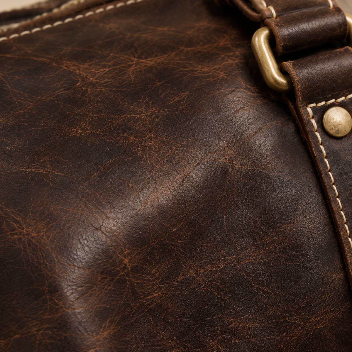 Sac Weekender VALMONT | Cuir Pleine Fleur Café VALMONT