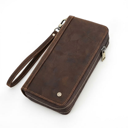 Pochette portefeuille cuir homme double zip marron VALMONT