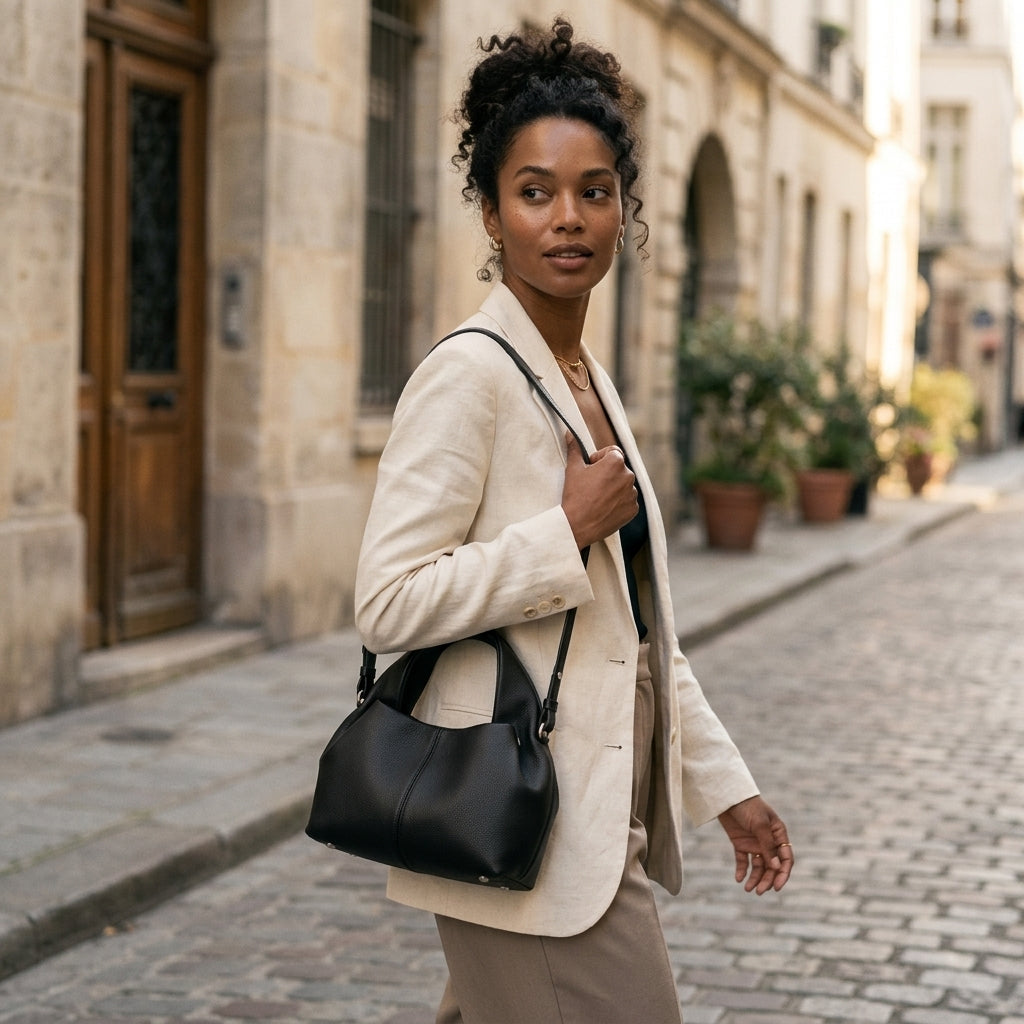 Sac porté épaule femme Ondine en cuir grainé pleine fleur – VALMONT
