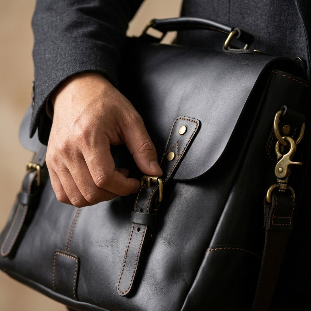 Sacoche reporter en cuir homme noir – Le Reporter VALMONT OFFICIEL