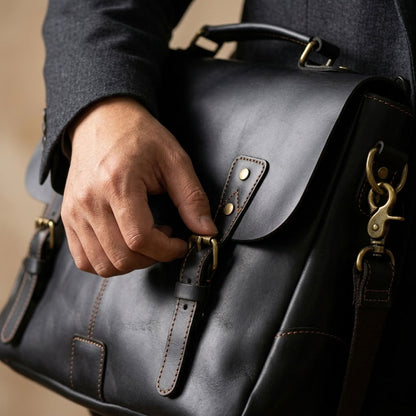 Sacoche reporter en cuir homme noir – Le Reporter VALMONT OFFICIEL
