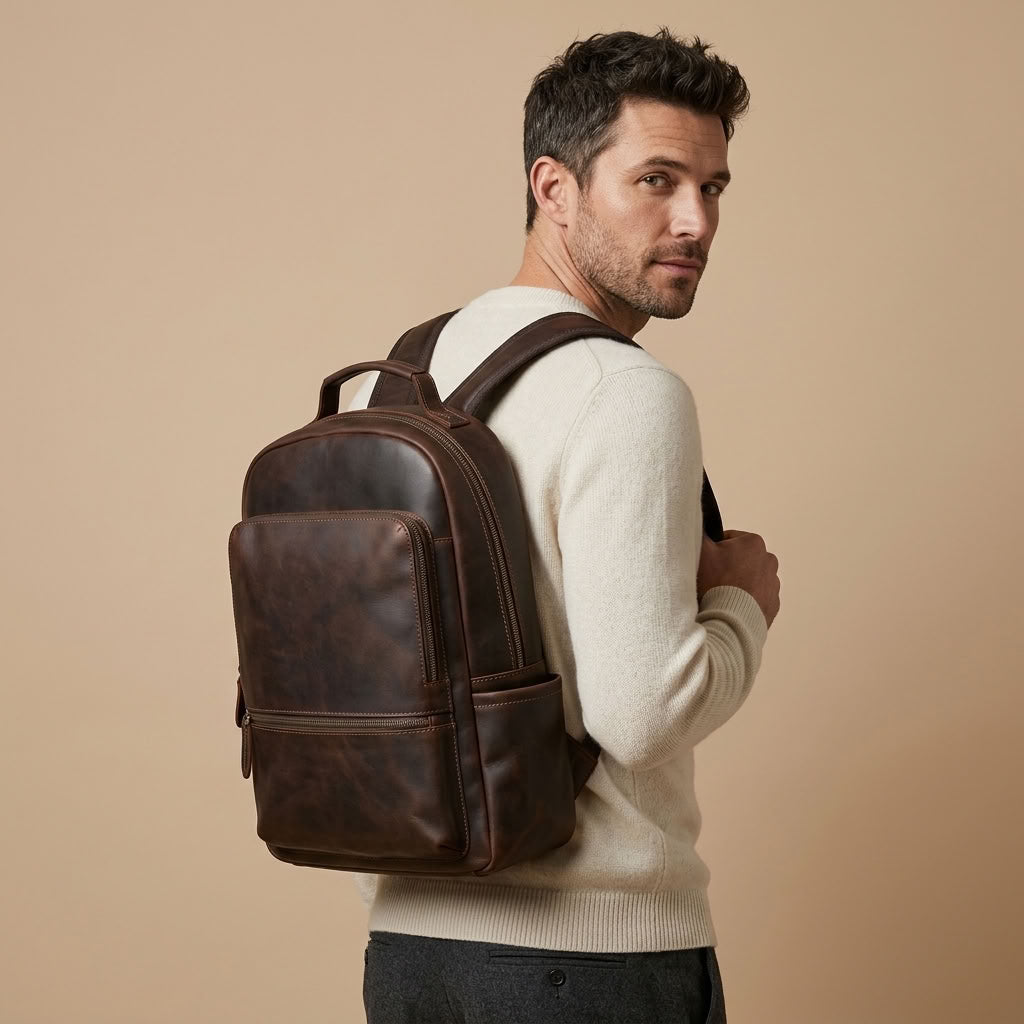 Sac à dos cuir homme café Crazy Horse – L'Arpenteur VALMONT