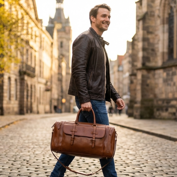 Sac Weekender Cuir Crazy Horse Marron | VALMONT