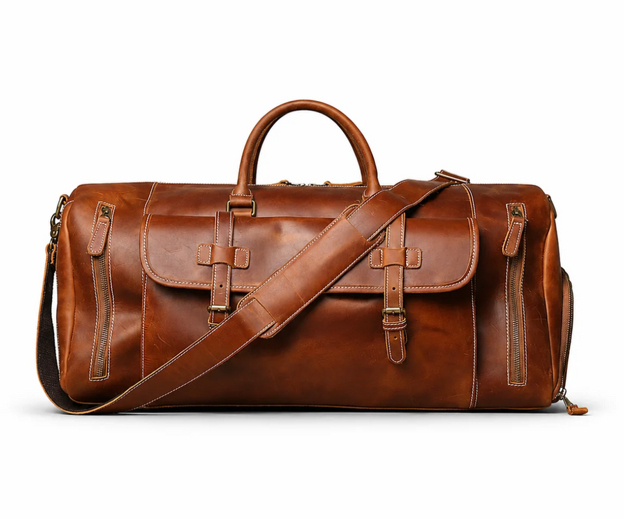 Sac Weekender VALMONT Cuir Crazy Horse Marron, vue principale