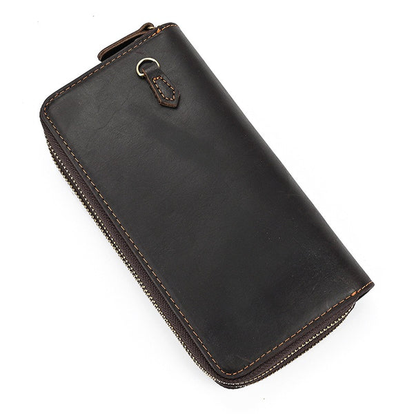 Portefeuille cuir homme VALMONT | Portefeuille long zippé vintage