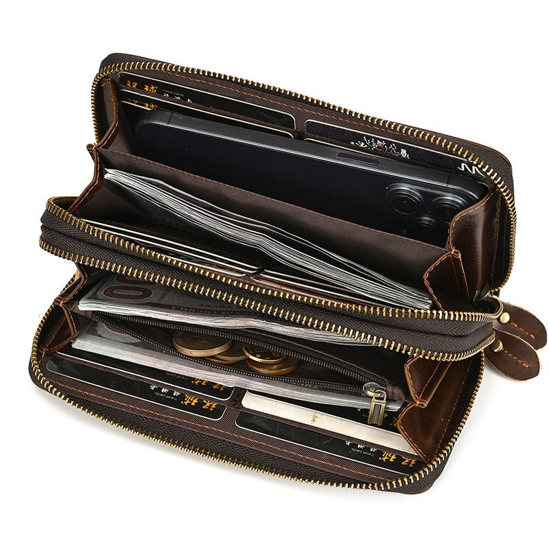 Portefeuille cuir homme VALMONT | Portefeuille long zippé vintage