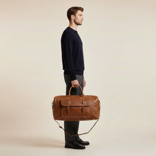 Sac Weekender VALMONT – Cuir Crazy Horse Marron