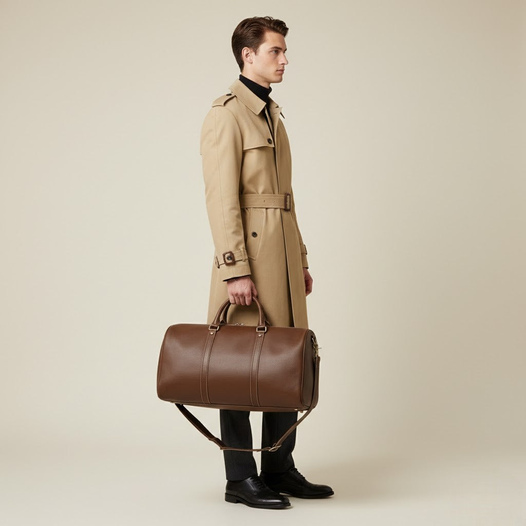 Sac Weekender VALMONT – Cuir Pleine Fleur Café