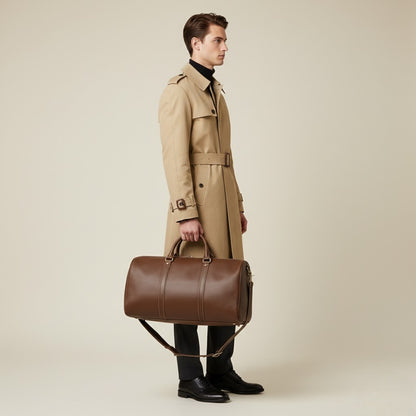 Sac Weekender VALMONT – Cuir Pleine Fleur Café