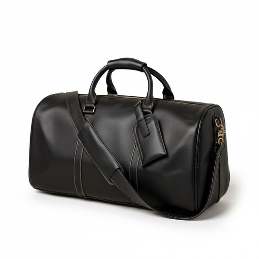 Sac Weekender VALMONT – Cuir Pleine Fleur Noir
