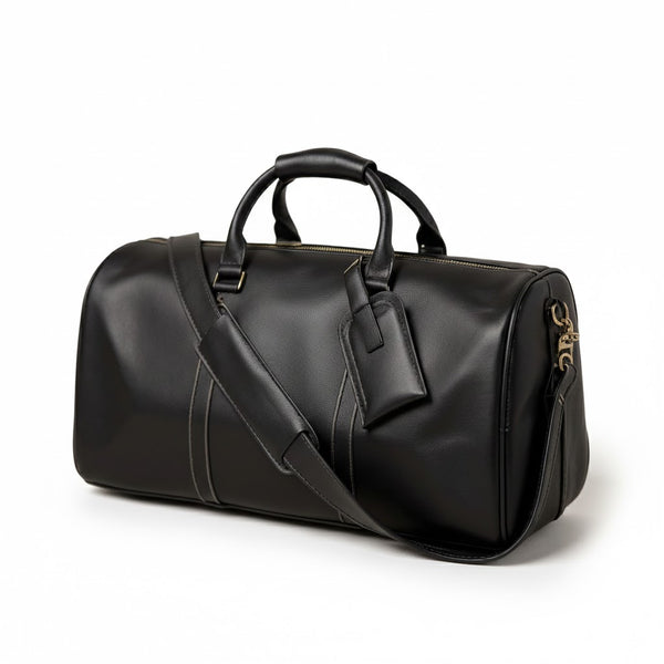 Sac Weekender Cuir Pleine Fleur Noir | VALMONT