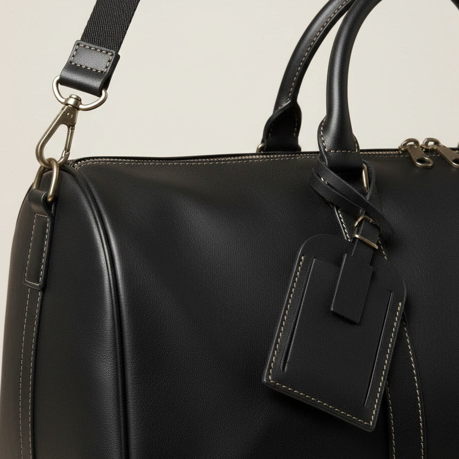 Sac Weekender VALMONT – Cuir Pleine Fleur Noir