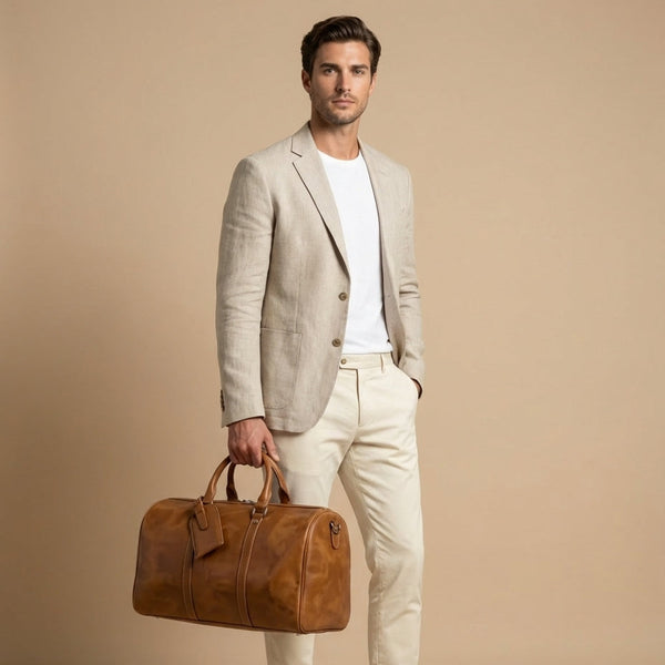 Sac Weekender VALMONT | Cuir Pleine Fleur Marron