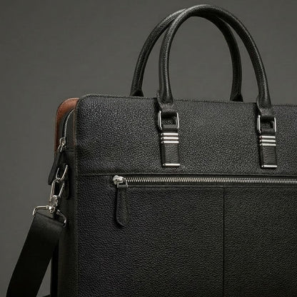 Porte-documents cuir homme VALMONT | Sac ordinateur élégant noir