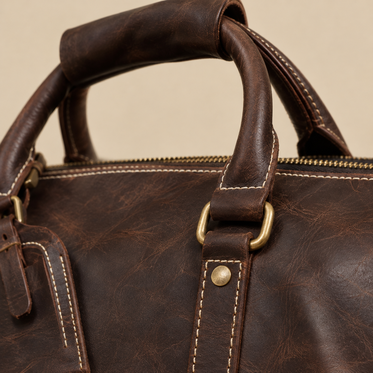 Sac Weekender VALMONT | Cuir Pleine Fleur Café VALMONT