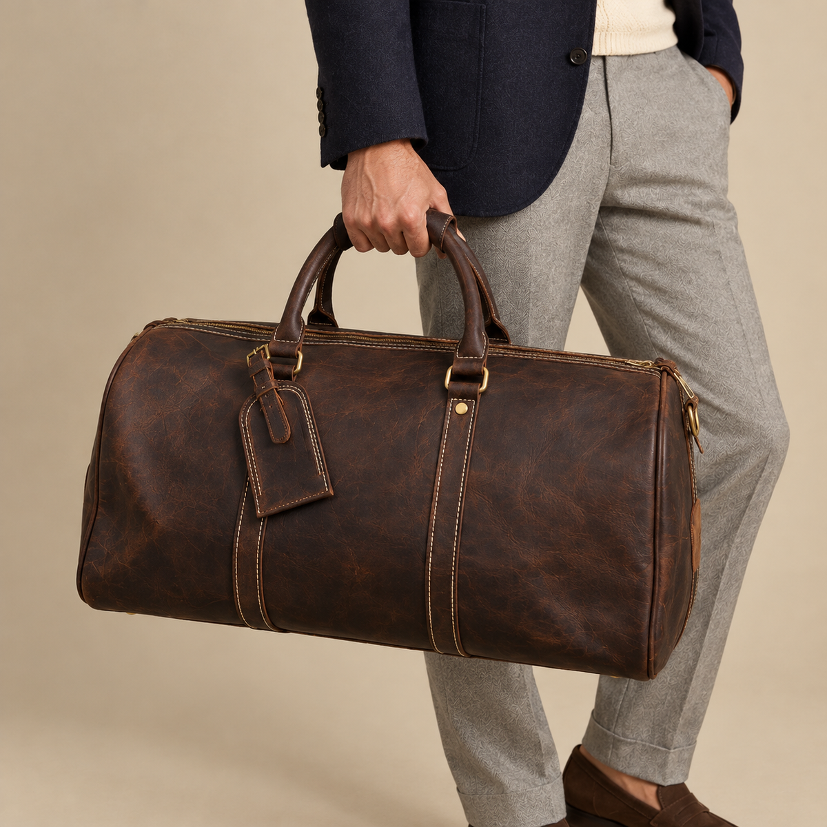 Sac Weekender | Cuir Pleine Fleur Café VALMONT