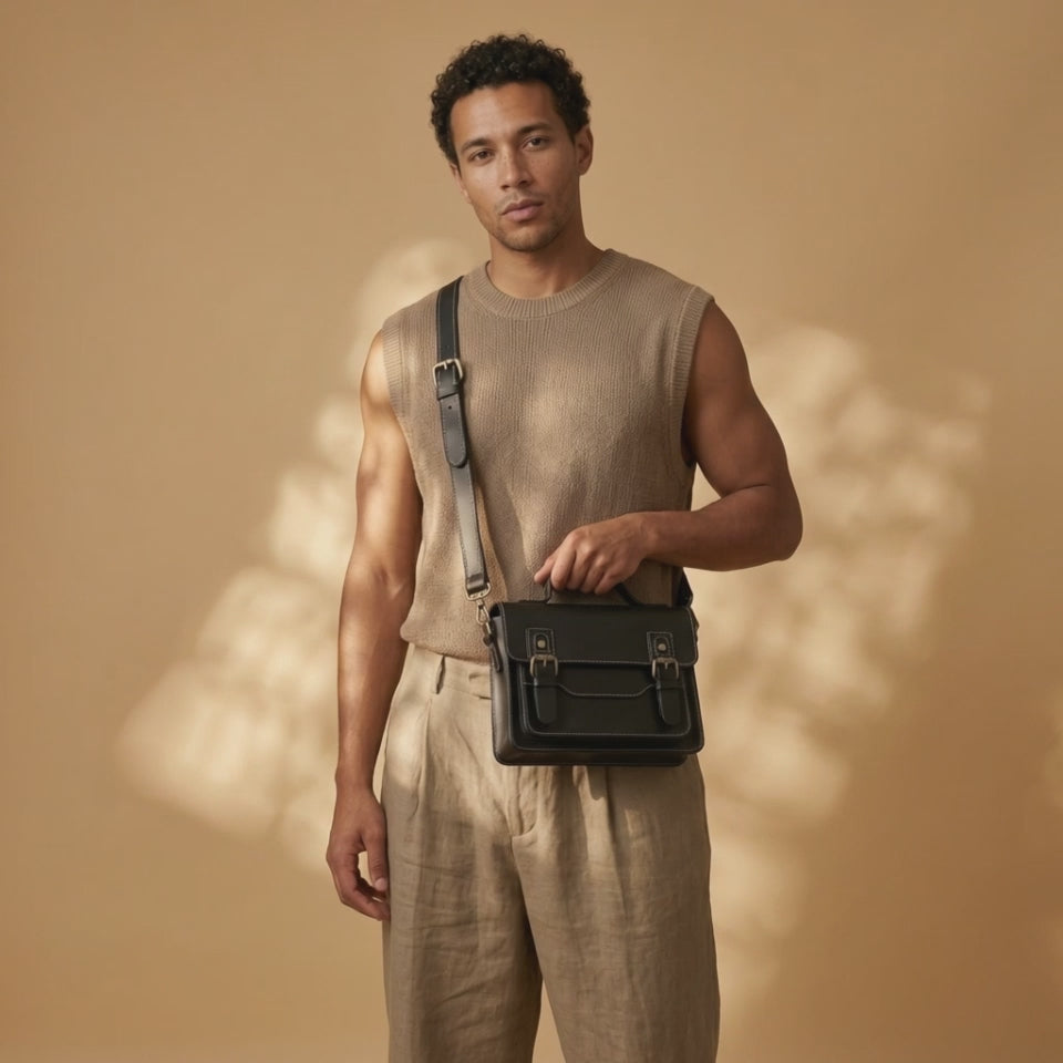 Sac Messager Rétro en Cuir Crazy Horse | VALMONT