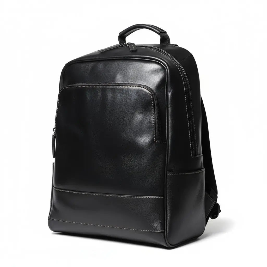 Sac à Dos Oslo VALMONT en cuir pleine fleur noir, vue principale