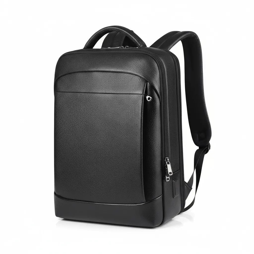 Sac à Dos Urbain Cuir Noir VALMONT, vue principale
