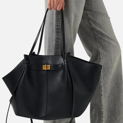 Sac Cabas Ailé VALMONT noir, vue de dos en situation