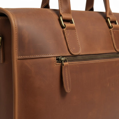 Porte-Documents en Cuir Pleine Fleur Cognac